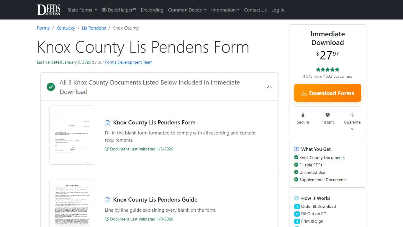 Knox County Lis Pendens Form | Kentucky | Deeds.com